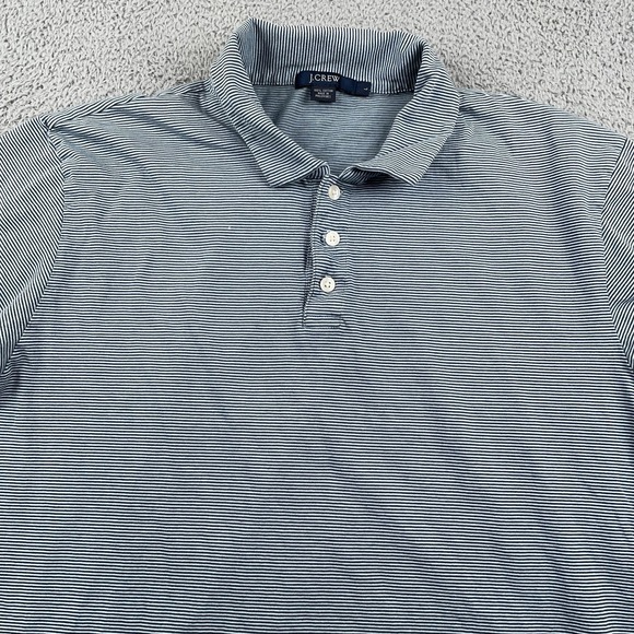 J.CREW Other - J Crew Polo Shirt Mens Large Blue White Micro Stripe 100% Cotton Casual Preppy